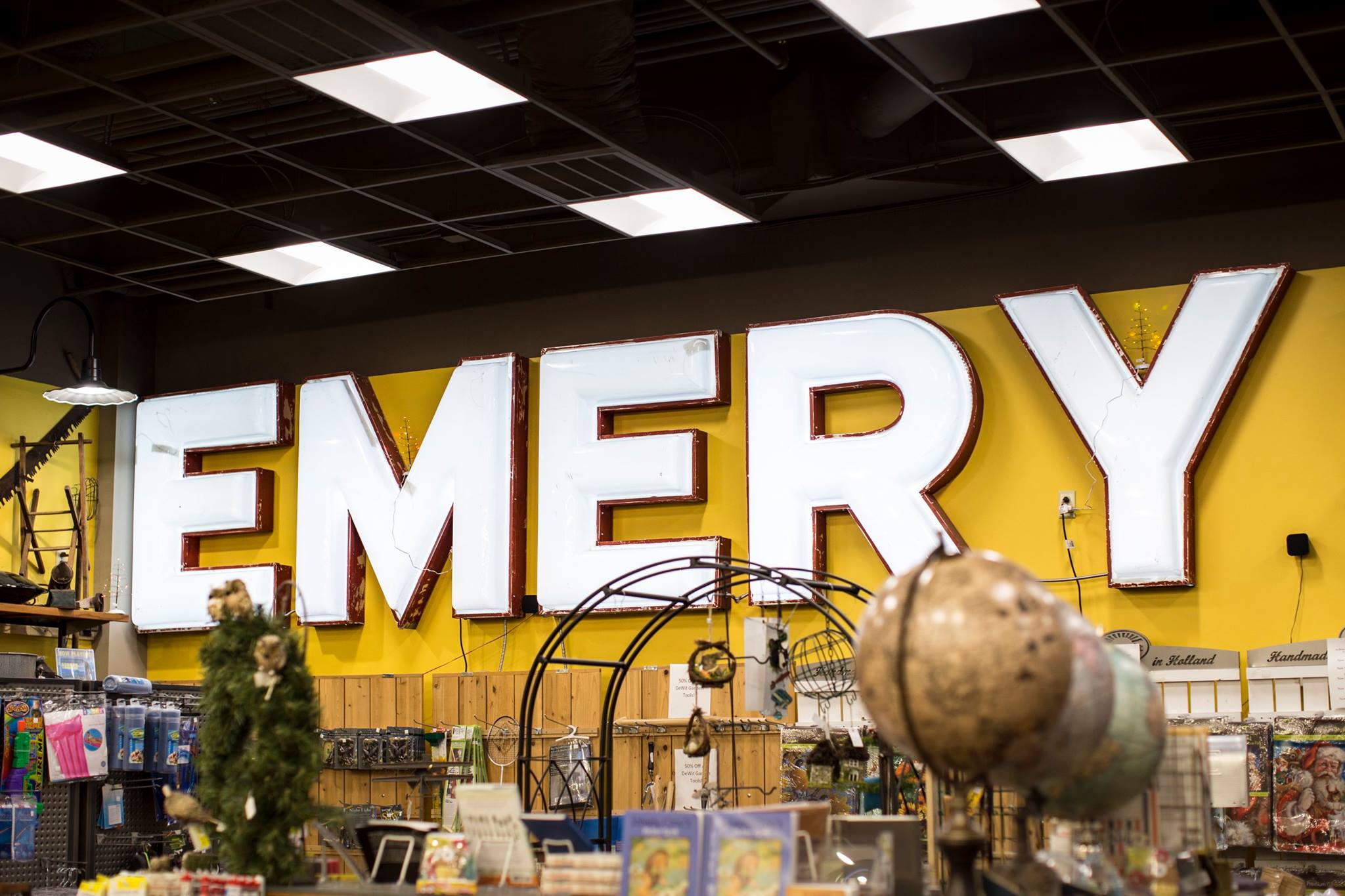 yellow wall with emery's 5 and 10 signage